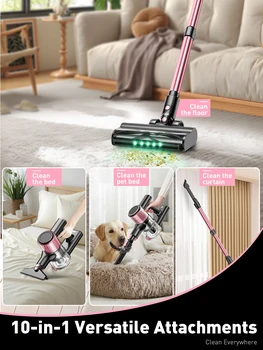 Cordless Vacuum Cleaner, 55Kpa/500W/45min 10 in 1 Powerful Stick Vacuum Cleaner for Home Pet Hair/Hard Floor/Carpet 6