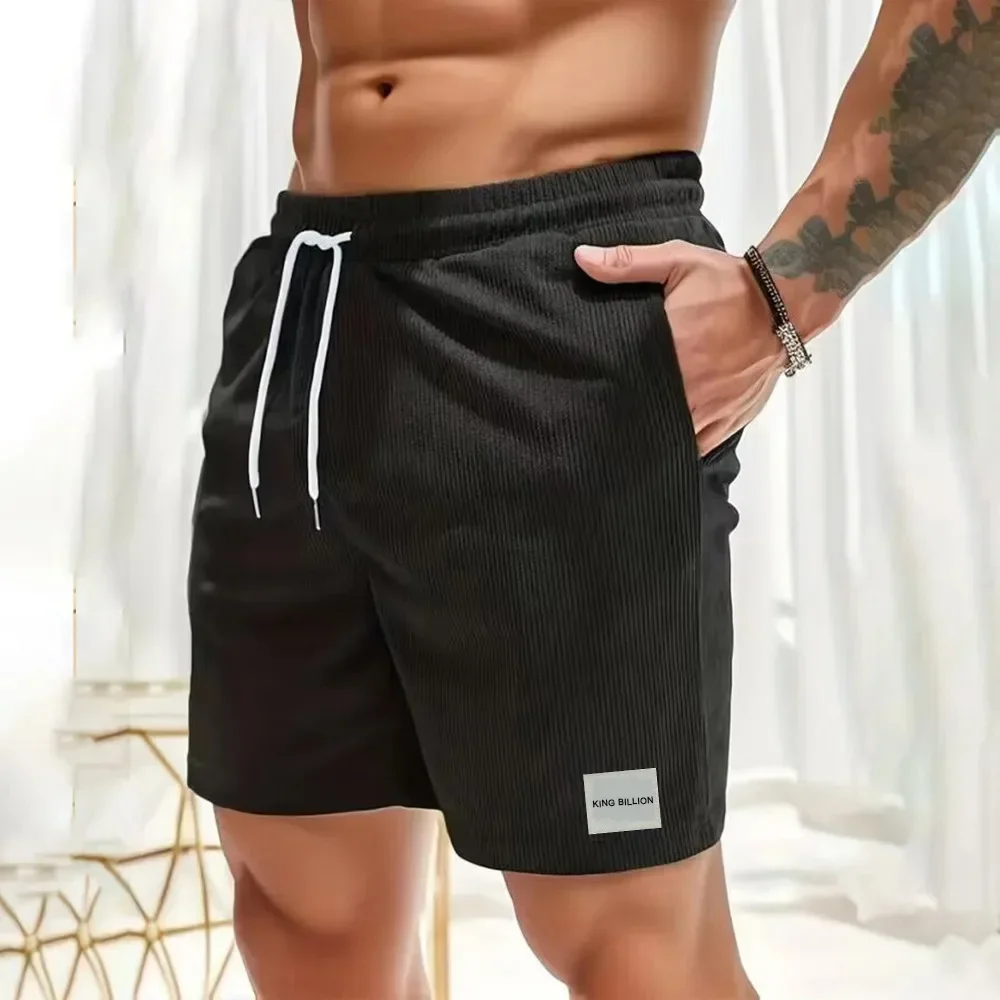 Men's Corduroy Shorts Labeled Summer Beach Short Pants Men Baggy Loose Basketball Shorts Casual Sweatpants Male 3