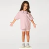 2025 Kids Summer Leggings Sports Suit 2Pcs Solid Cotton Breathable Boy Girl Outfits Clothes For 9M-13T Children Sportswear Sets 4
