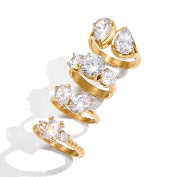 Youthway 18K Gold Plated Stainless Steel Geometric Fashion Ring Waterproof Anti Allergic colorfast Fashion Jewelry Unisex 2024 1