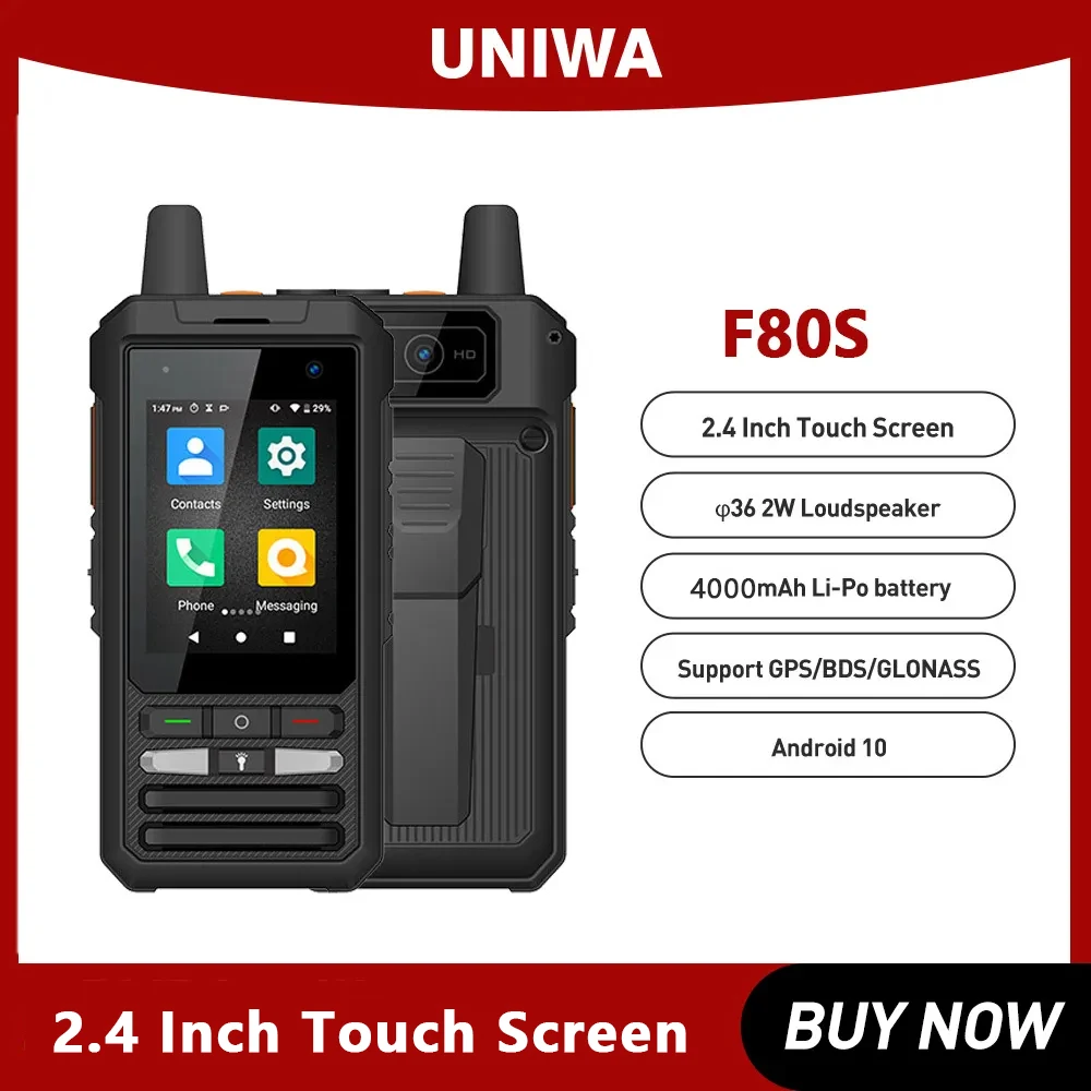 Uniwa F80S 2.4 Pollici Walkie Talkie 4G Rugged Phone 1Gb Ram 8Gb Rom 4000Mah Android 10 Spreadtrum Sl8541E Quad Core 1.4Ghz