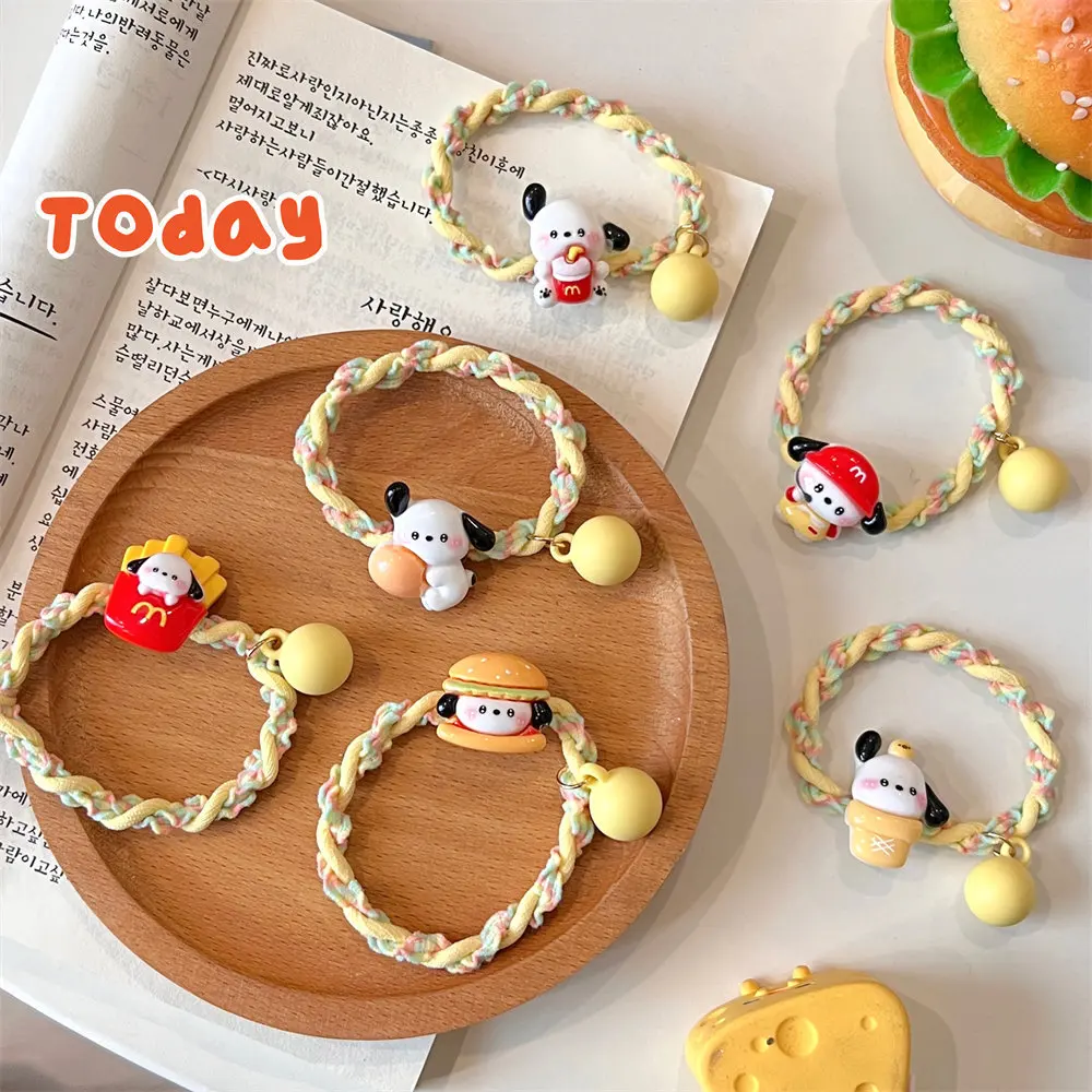 

New Sanrio CartoonCream Yellow Hair Ring Pochacco Anime Cute Sweet Fresh Girl Tie Hair Band A Birthday Gift for Friends Kawaii