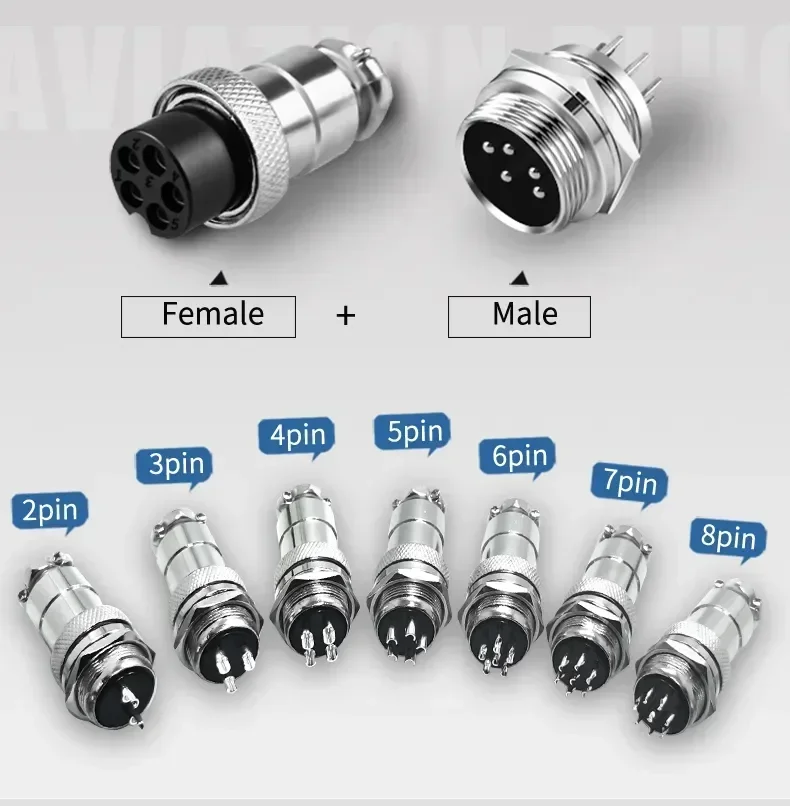 5/10/20Set GX12 GX16 GX20 2 3 4 5 6 7 8 9 10 12 14 15 Pin Male&Female Docking Aviator Aviation Plug Socket Circular Connector