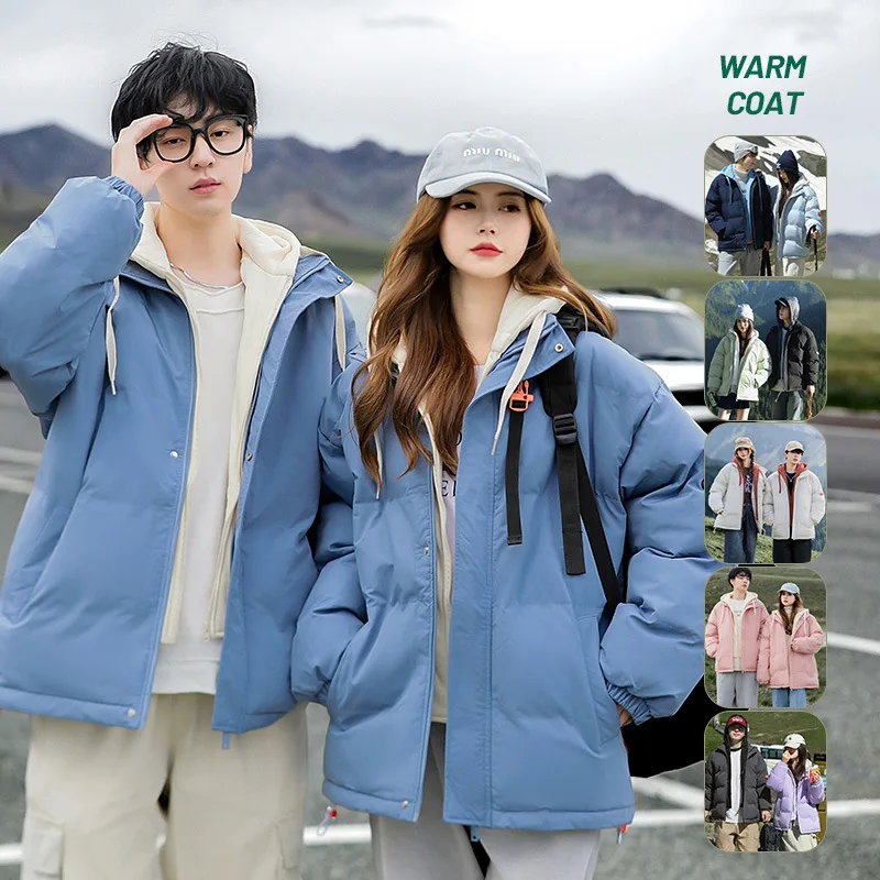 Männer Mit Kapuze Parka Dicke Warme Bunte Blase Mantel Winter