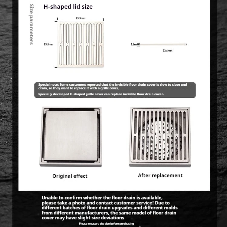 Floor Drain Cover Round Square Strip Invisible Washing Machine Brass Floor Drain Modification