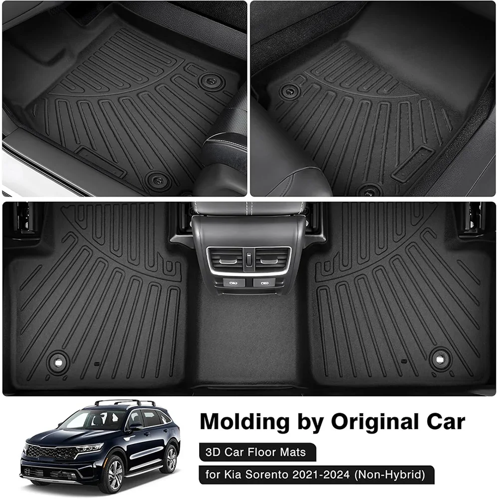 All Weather Floor Mats Cargo Liner for 2025 2026 Kia Sorento Hybrid TPE Car Trunk Mat with Backrest Pad PHEV & HEV