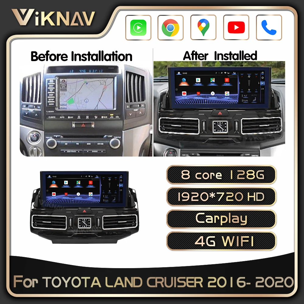 

128GB Anti-Glare Android 10.0 Car Radio For TOYOTA LAND CRUISER 200 LC200 2016-2020 GPS Navigation Multimedia Player Head Unit