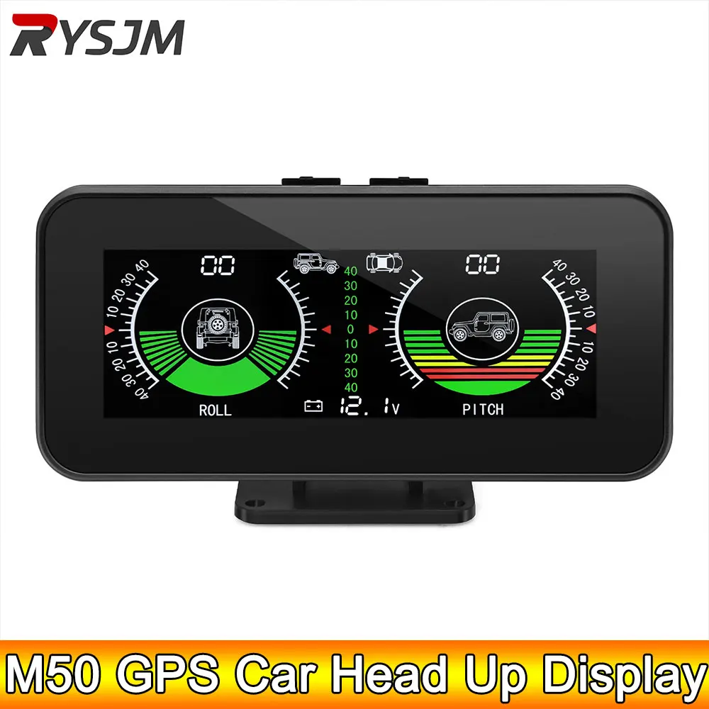 AD M50 HUD Slope Meter Digital Display Tilt Roll Pitch Angle Inclinometro Off Road GPS Smart Inclinometer Auto Intelligent Volt