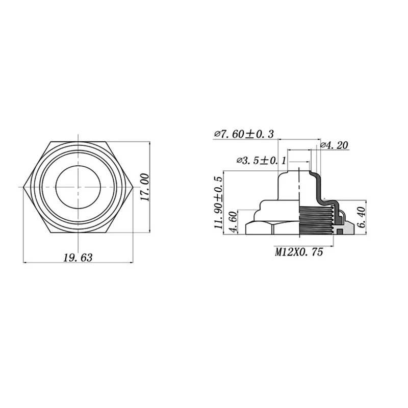 M12 * 0.75 12MM Toggle Switch Waterproof Cap 5pcs