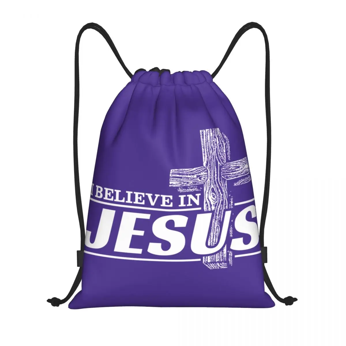 

Custom I Believe In Jesus Christ Drawstring Bags Men Women Lightweight Cristianity Faith Sports Gym Storage Backpack