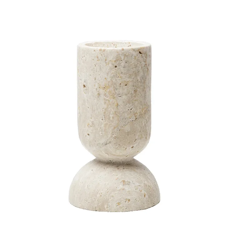 Nordic natural marble yellow hole stone cylindrical candle holder design creative home hotel desktop decoration ornaments - Image 5