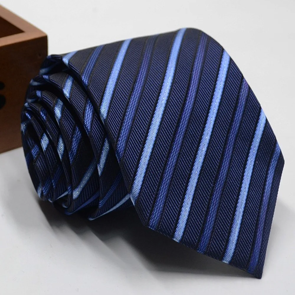 Classic Stripe Necktie - Business Formal Tie for Men 8cm Blue Black Pink Red