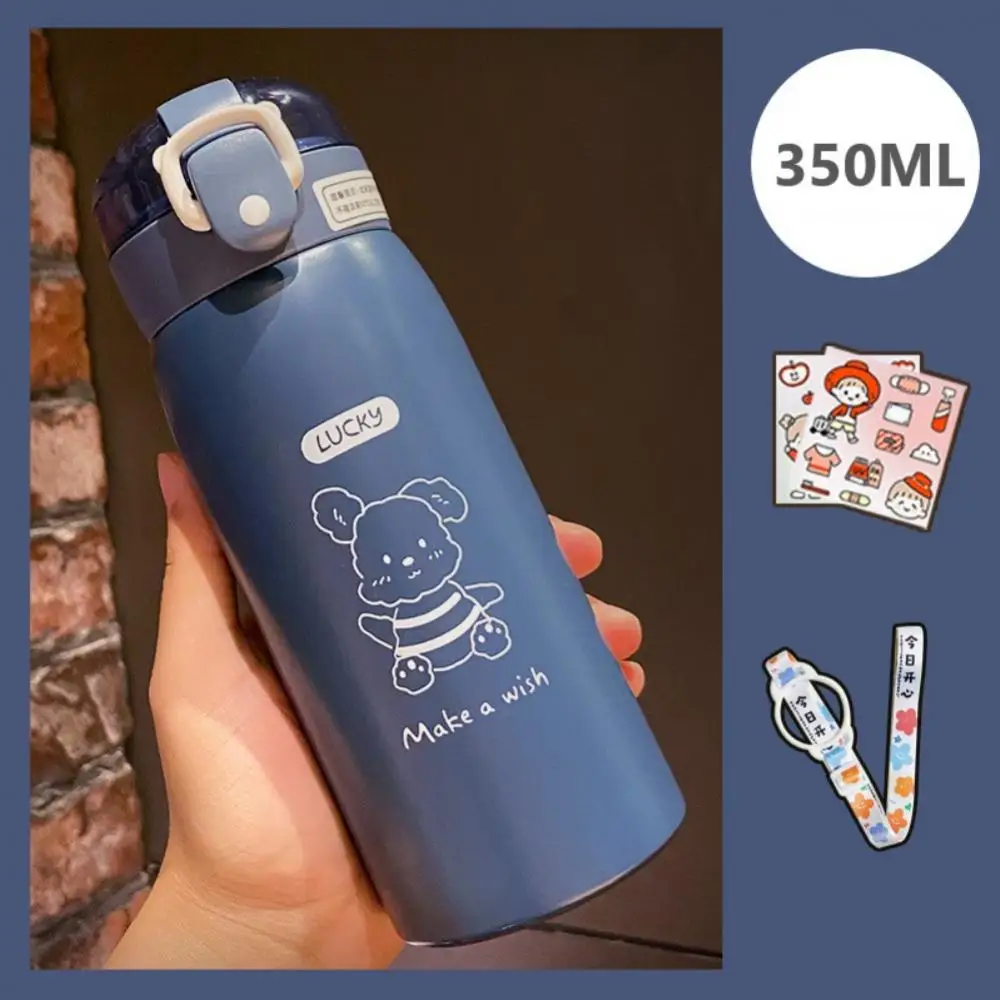 

Милая бутылка для воды 350 мл/500 мл, термос, чашка, переносной милый термос, бутылка с соломинкой и наклейками, Детская Термокружка Из Нержавеющей Стали