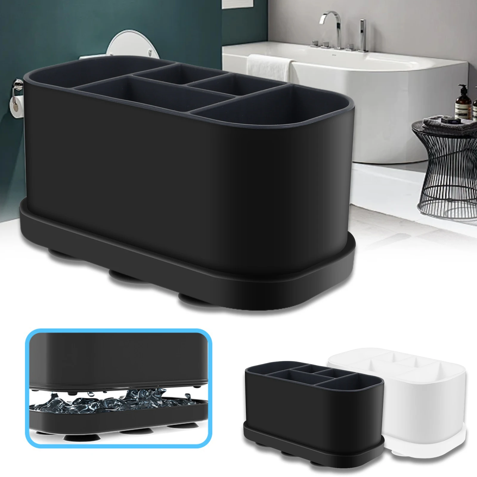 5-Slots Electric ToothBrush Holder Silicone Toothpaste Toothbrush Storage Box Drain Hole Suction Cup Bathroom