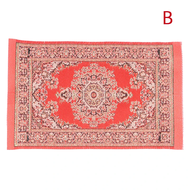 1Pc 1:12 Dollhouse Miniature Floor Rug Mat Turkish Woven Cover Carpet Model Bedroom Living Room Decor Toy Doll House Accessories