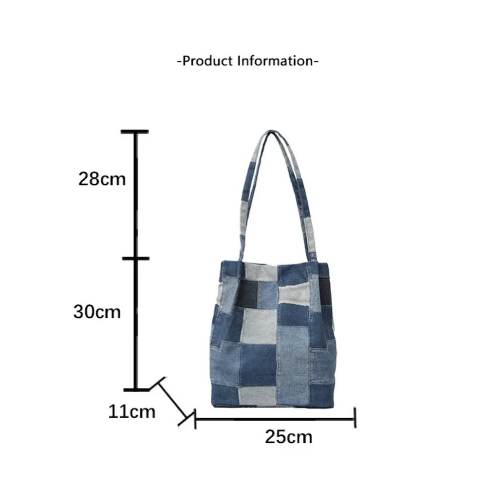 Women Denim Tote Bag Versatile Large Shoulder Bag Casual Style_voghion.com