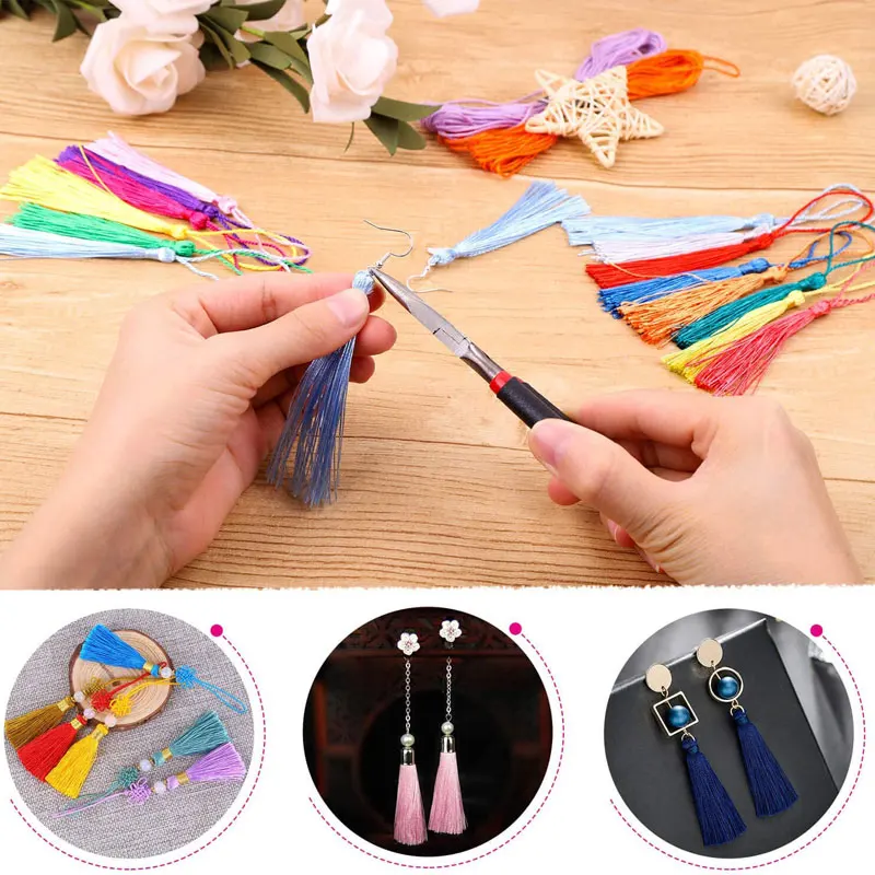 100Pcs Sewing Tassels Bulk Handmade Bookmark Tassel Silky Tassels for  Jewelry Making Soft Craft Tassels