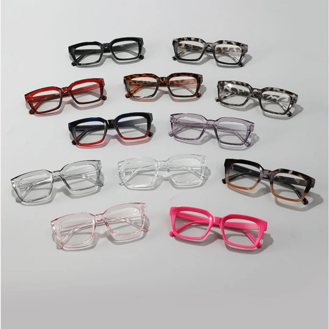 Quadratische Anti-Blaulicht-Brille für Männer und Frauen, große Rahmenbrille mit transparenten Gläsern, einfache Computer-Lesebrille – Detail 1