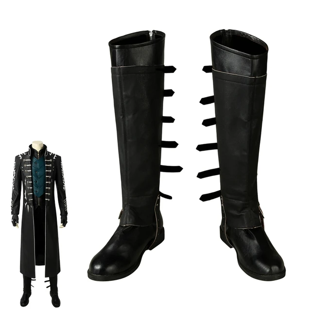 Devil May Cry 5 DMC5 Vergil Black Shoes Cosplay Boots