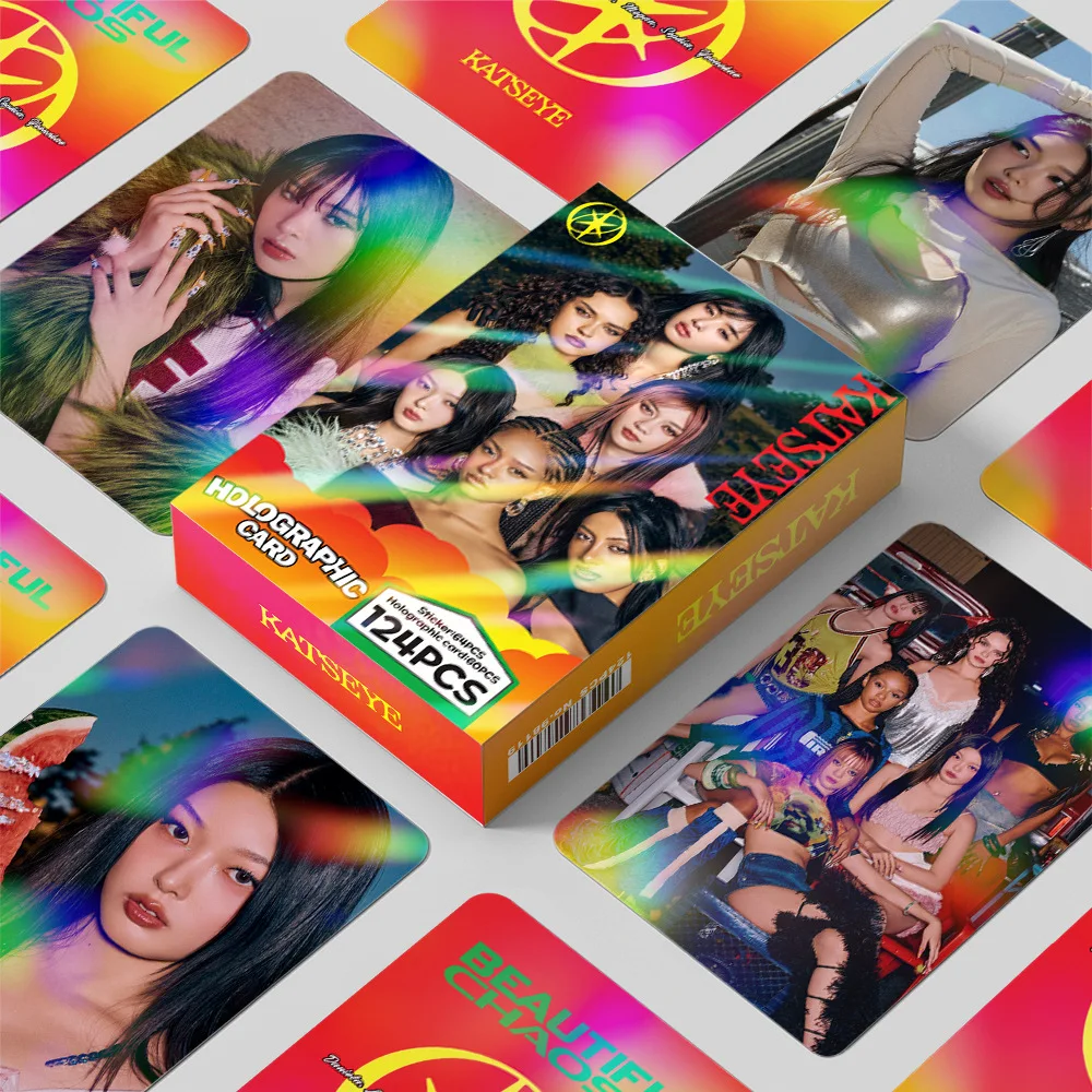 124Pcs/Set Kpop Idol KATSEYE New Album Series Flash Cards Stickers