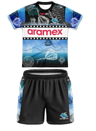 thumbnail image 1 of Camiseta de rugby para niños de local/visitante Cronulla Sharks 2024 personalizada, talla 16-26 (nombre y número personalizados impresos), 1 of 5