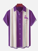 Flamingo Men's Shirt Summer Bowling Style Hawaiian Short Sleeve Shirt Daily Street Wear Comfortable Soft Top Fashion Button Desi 2