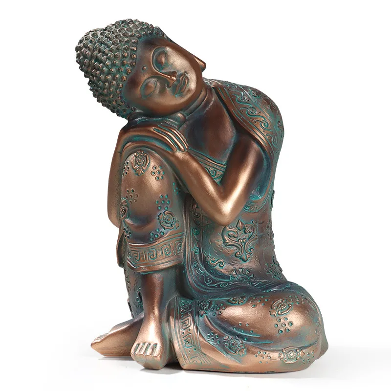 Southeast Asian Sleeping Sitting Buddha Statue Resin Crafts Thailand Hindu Fengshui Zen Garden Office Home Decoration Meditation