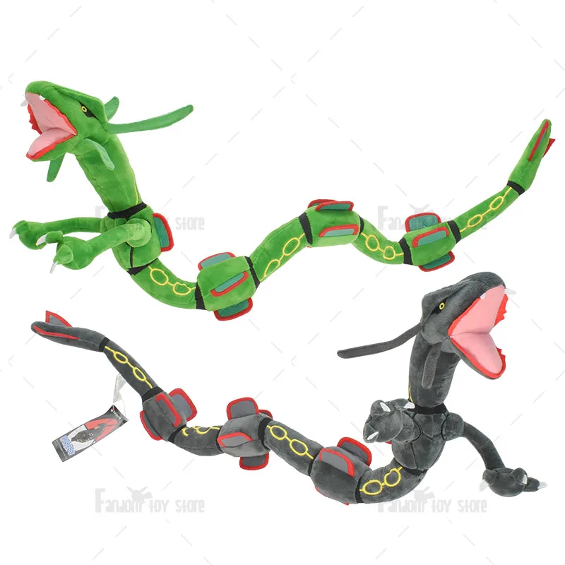 2 styles Anime Pokemon Plush Toy Rayquaza Green Black Rayquaza Soft Stuffe Doll Toy for Boy Girl Birthday Gifts