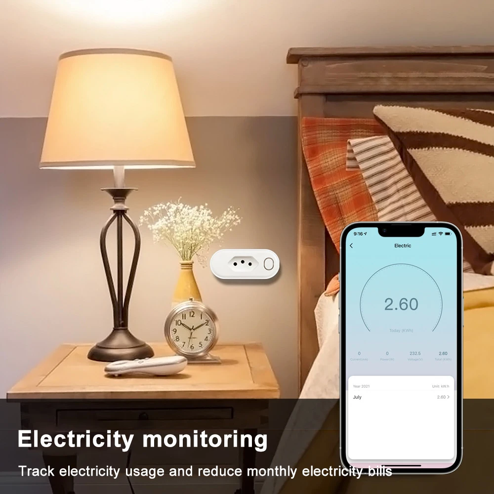 Aubess Tuya Wifi Smart Socket, BR 16A Alexa Voice Remote Timer Plug, Smart Home Via Smart Life Real-time Power Monitoring Plug