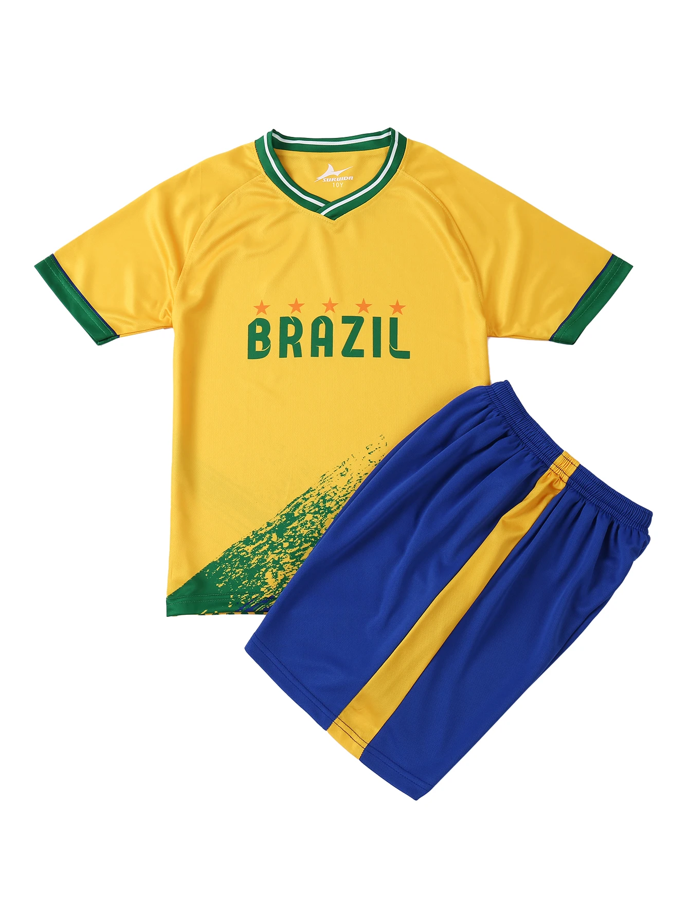 Suruida Brazil Soccer Jerseys NEW 24/25 Children's clothing suit Boy and Girl Football wear Quick-Drying Brasil Training Suit