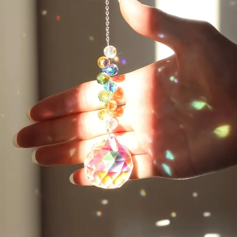 1/2pc Strawberry Bead Crystal Ball Sun Catcher-Hanging Prism For Garden & Home Decor Glass/Iron Craft Tool