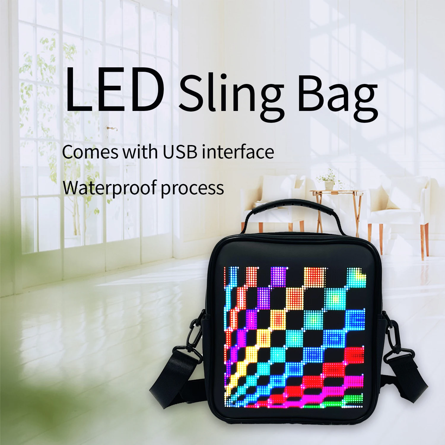 APP control Full color LED Backpack Programmable Screen Waterproof School Backpack DIY GIF text LED Sling bag chest bag Led Message Board Led Display Board