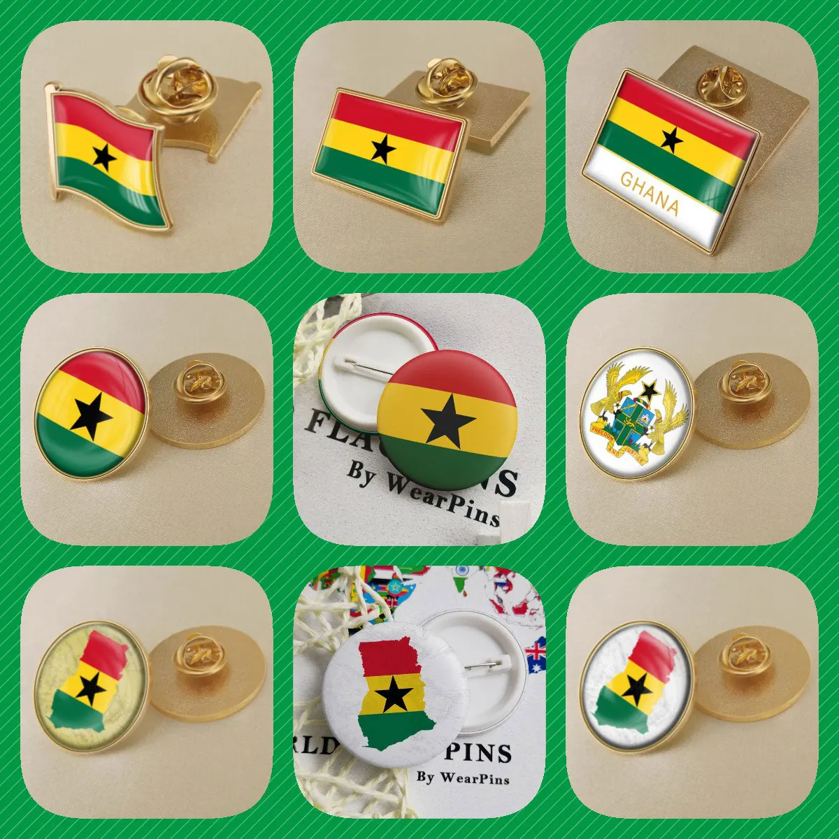 GhanaGhanaianMapFlagNationalEmblemBroochesBadgesLapelPins.jpg