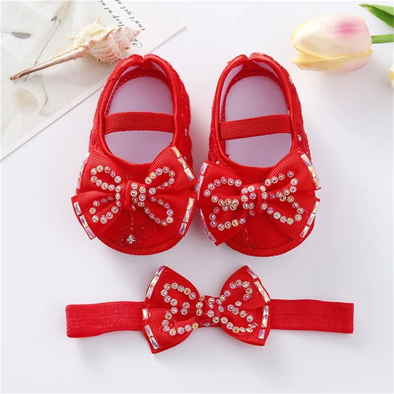 0-18months Newborn Girls Princess Shoes Dress Walking Shoes And Headband Sets