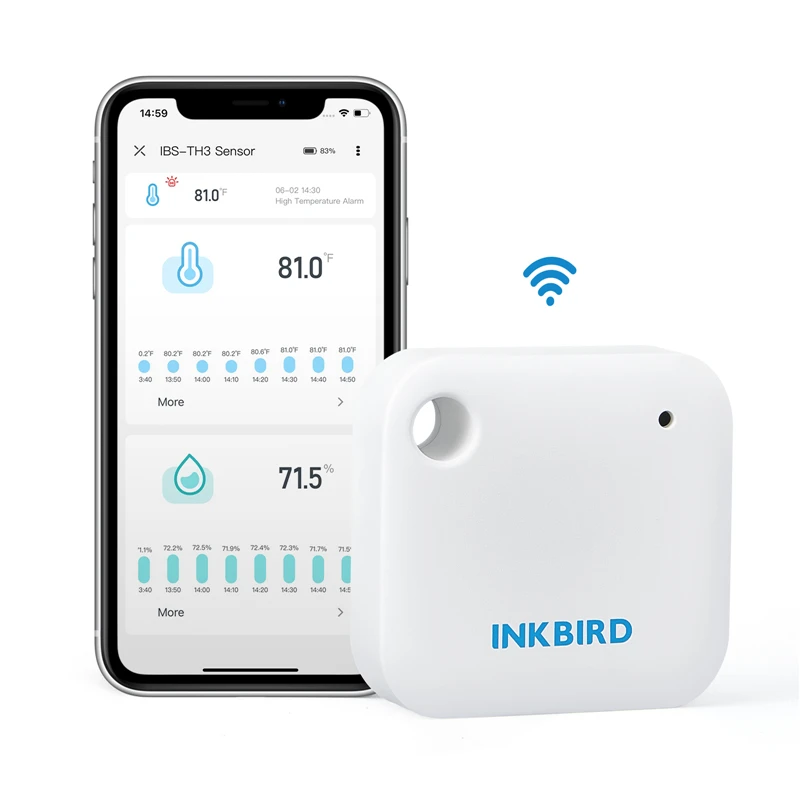 

INKBIRD WiFi Temperature Humidity Sensor IBS-TH3 Smart Home Thermometer Hygrometer Data Logger With Diagram,1-Year Data Storage