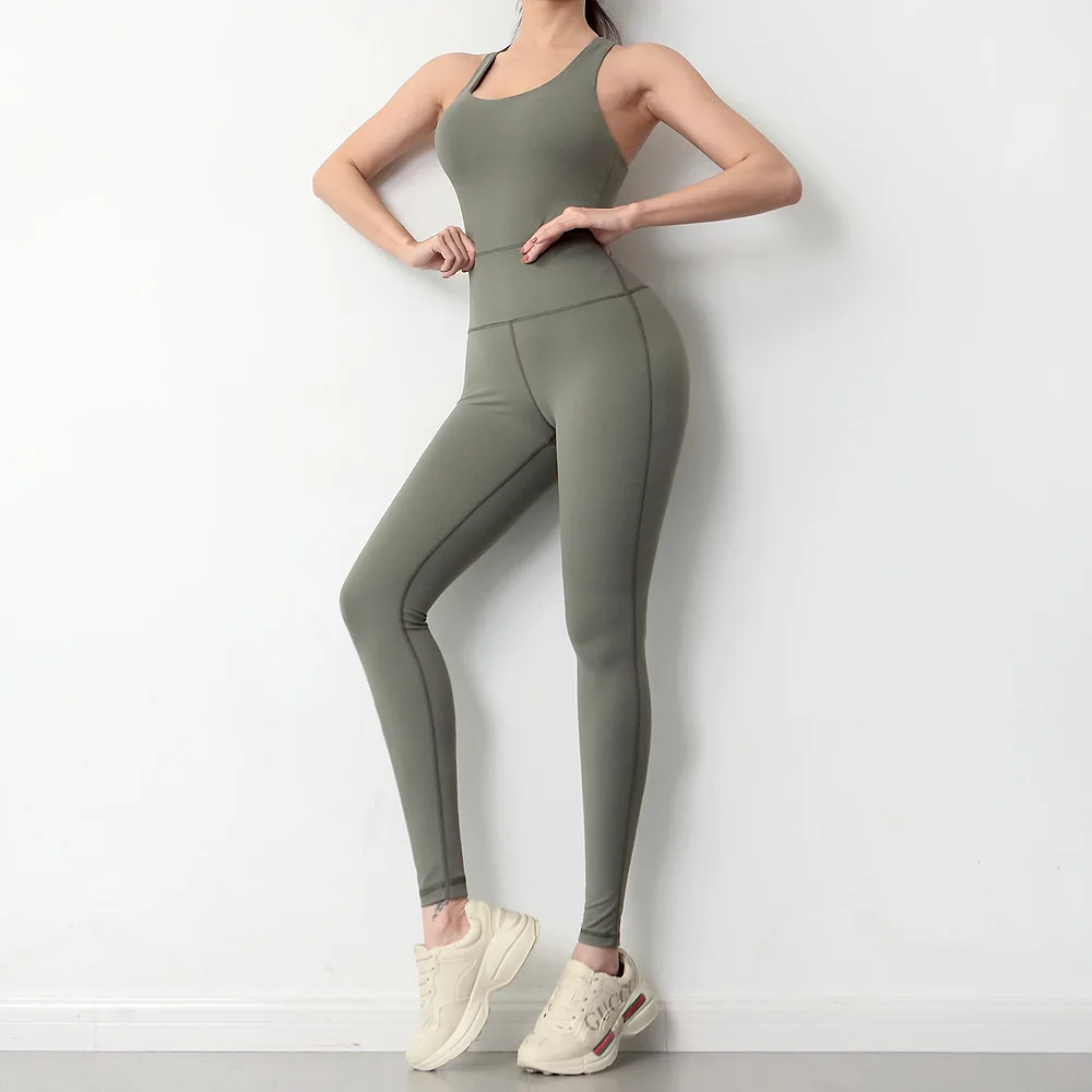 Women Seamless Gym Sets Sleeveless Gym Clothing Yoga Set with Padded Back Strap Cross Sport sets Yoga Jumpsuit Fitness Rompers
