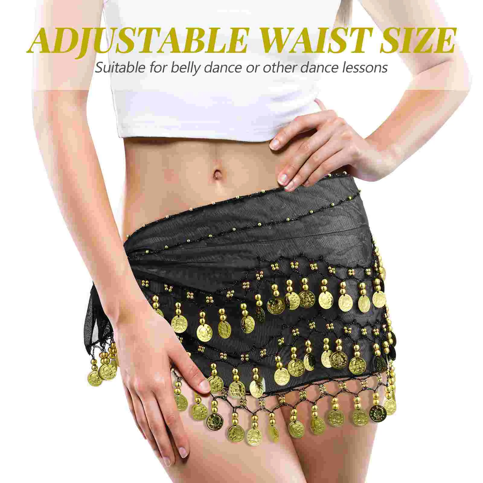 Waist Belt Chiffon Hip Scarf With Coins Dancer Outfit Costume Accessories Sports Wear Clothing Sportswear Dancewear