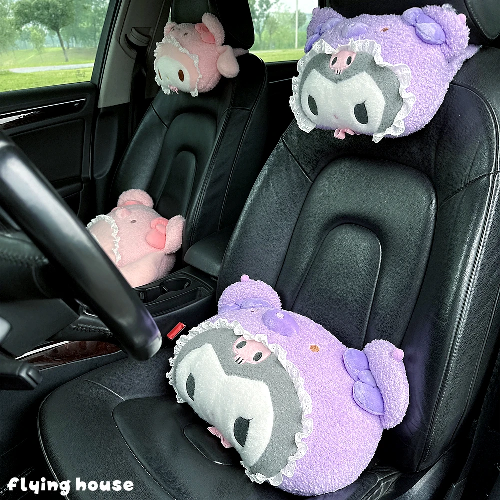 Cute Sanrio Headrest Cushion Car Seat Cartoon Kuromi My Melody Cinnamoroll Pom Pom Purin Pillow Comfortable Home Decor Girl 2