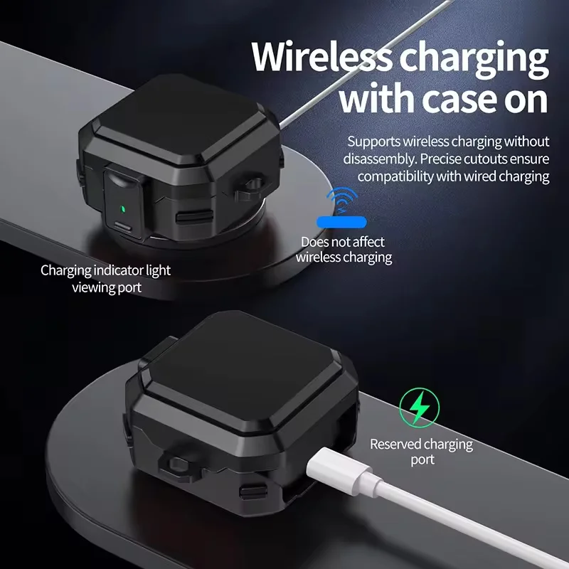 Rugged Multi-Color Shockproof Earphone Charging Case with Secure Lock Buckle