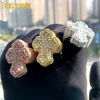 Iced Out Bling Cross Finger Ring Silver Color Cubic Zirconia Prong Setting CZ Stone Luxulry Men Women Hip Hop Fashion Jewelry 6