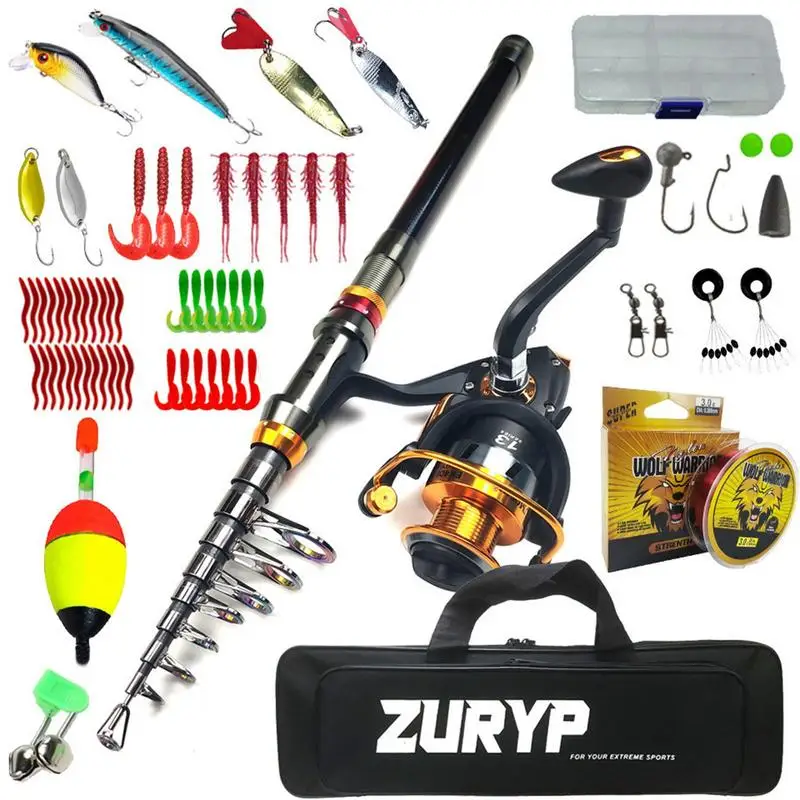 

Telescopic Fishing Pole Kit Telescopic Rod And Reel Kit Portable Lightweight Ready-to-go Fishing Gear Set Fishing Rod Tackle
