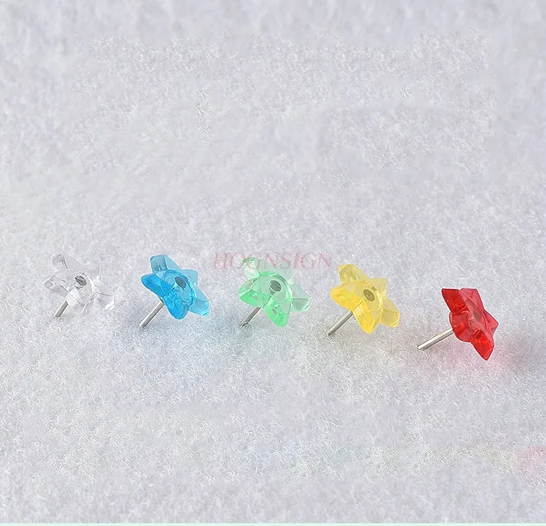 100pcs 투명 스타 혼합 색상 푸시 핀 유치원 장식 버튼 코르크 네일 사진 벽 아트 네일 I 자형 네일