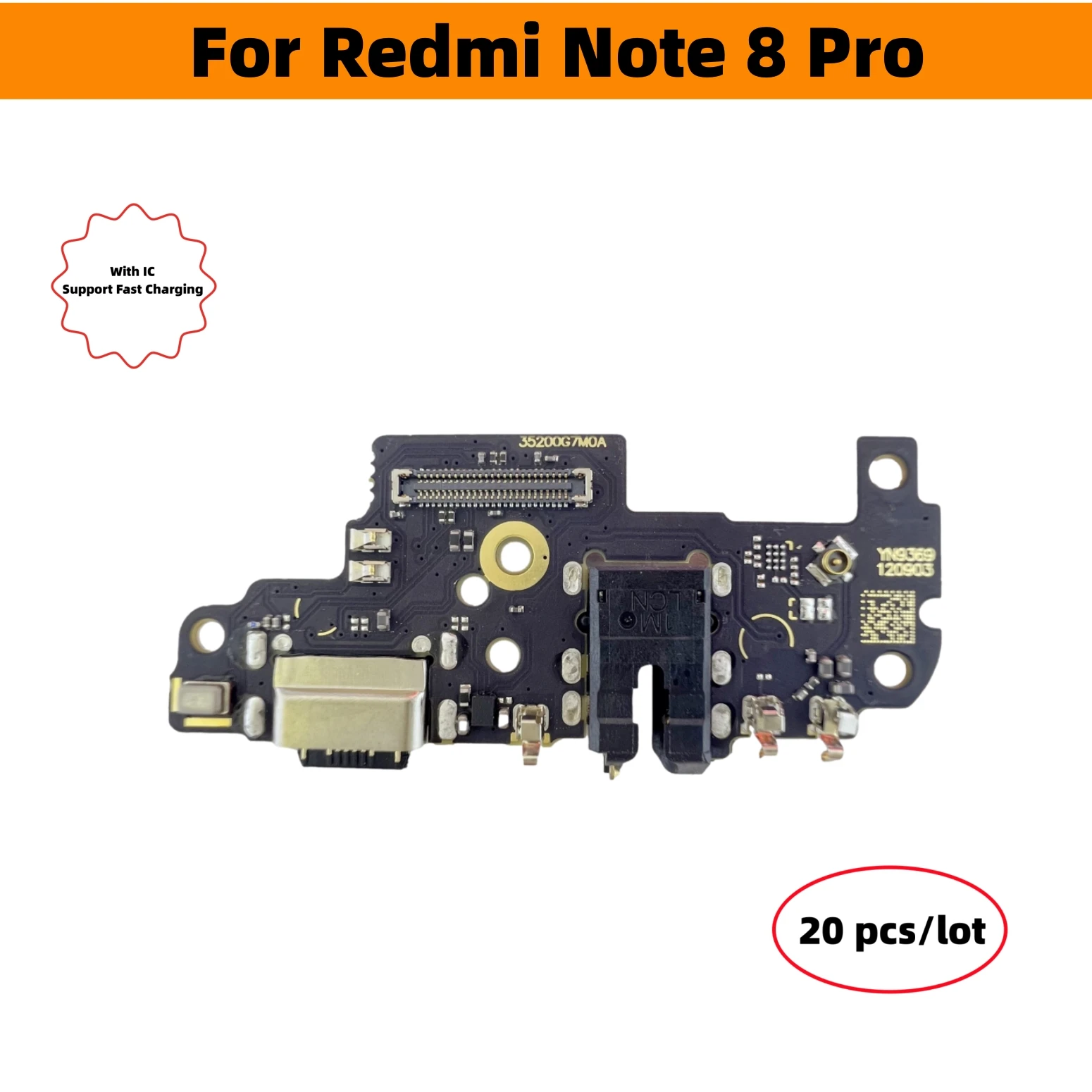 

20 шт./партия, запасные части для зарядного USB-порта Xiaomi Redmi Note 8 Pro