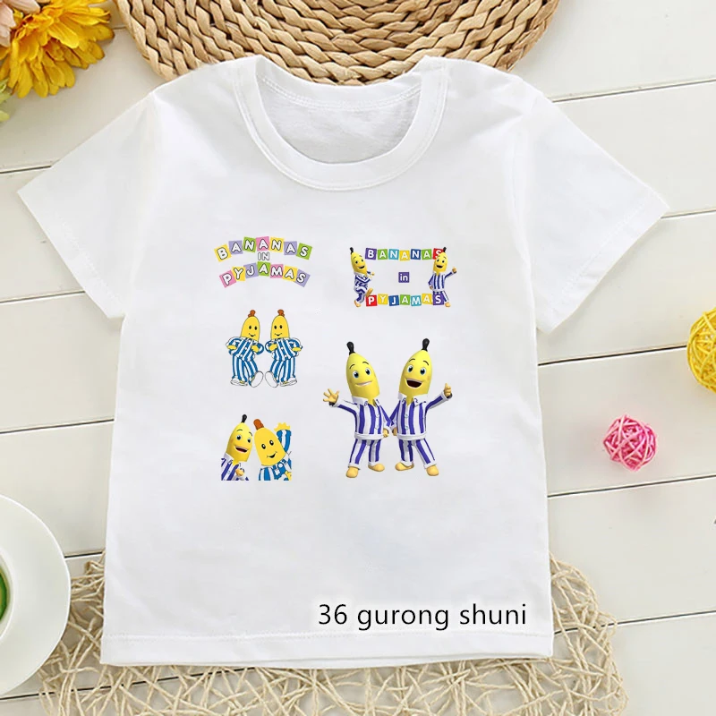 Banana In Pyjama Cartoon Print Tshirt Girls/Boys Harajuku Kawaii Kids Clothes Funny White T Shirt Children'S Clothing T-Shirt 4