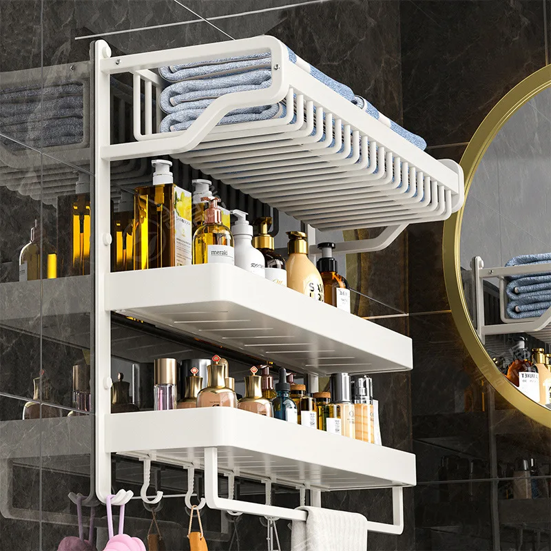 

White Bathroom Storage Rack Towel