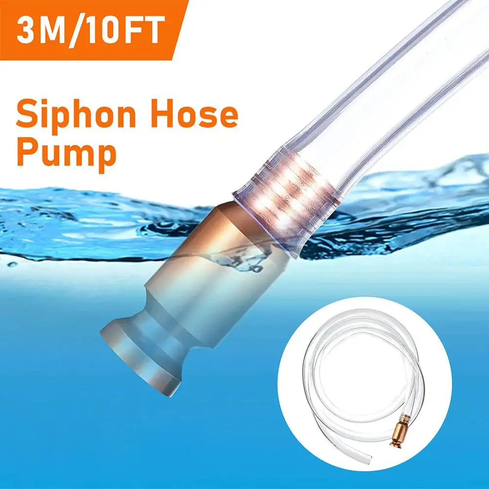 

3m 10ft Siphon Hose Safety Self Priming Hose 1/2" Valve Self Priming Jiggler Shaker Transfer For Gasoline/fuel/water