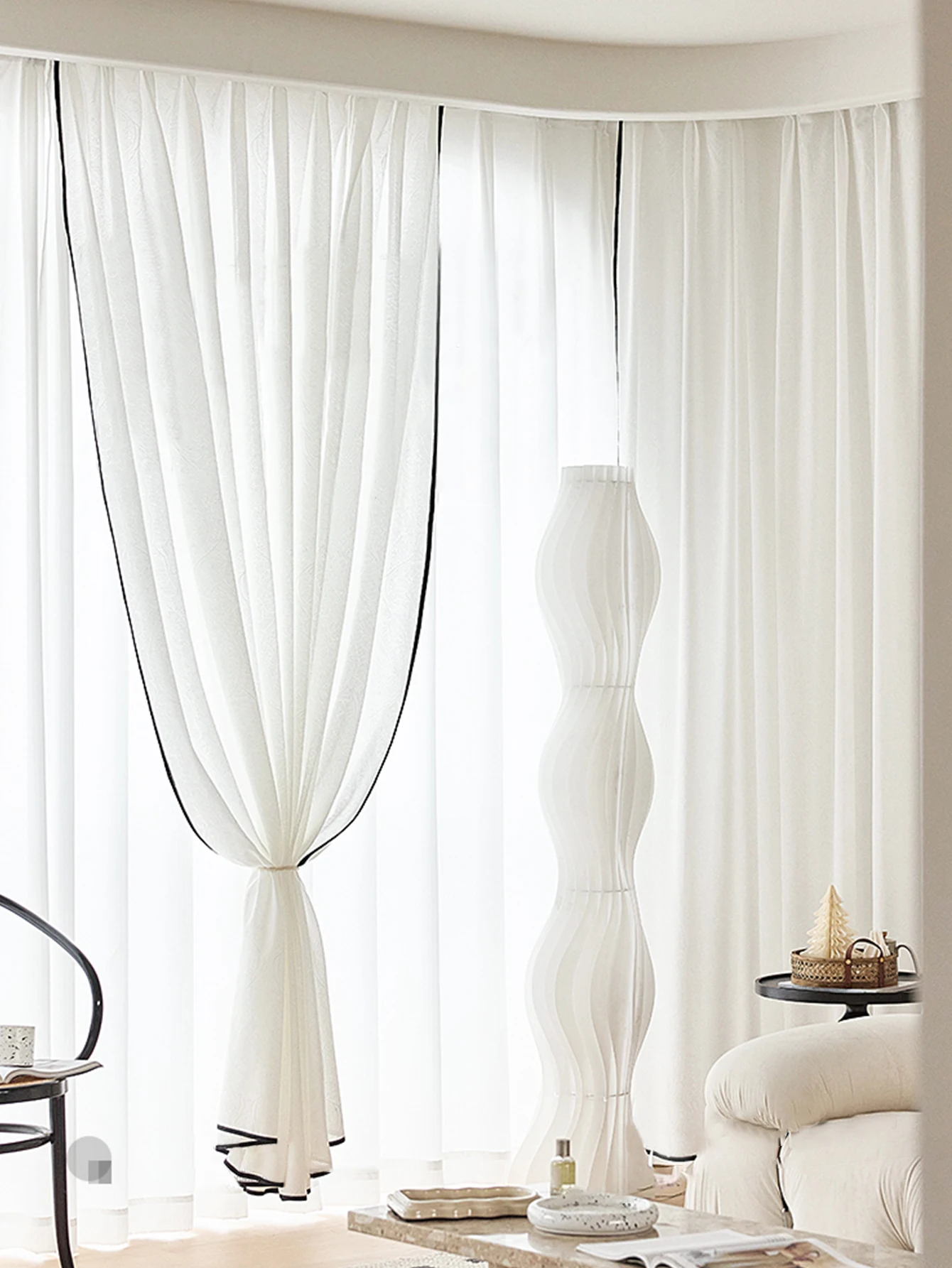 1pc french light   luxury linen mesh black edge small fragrant wind screen window screen 3