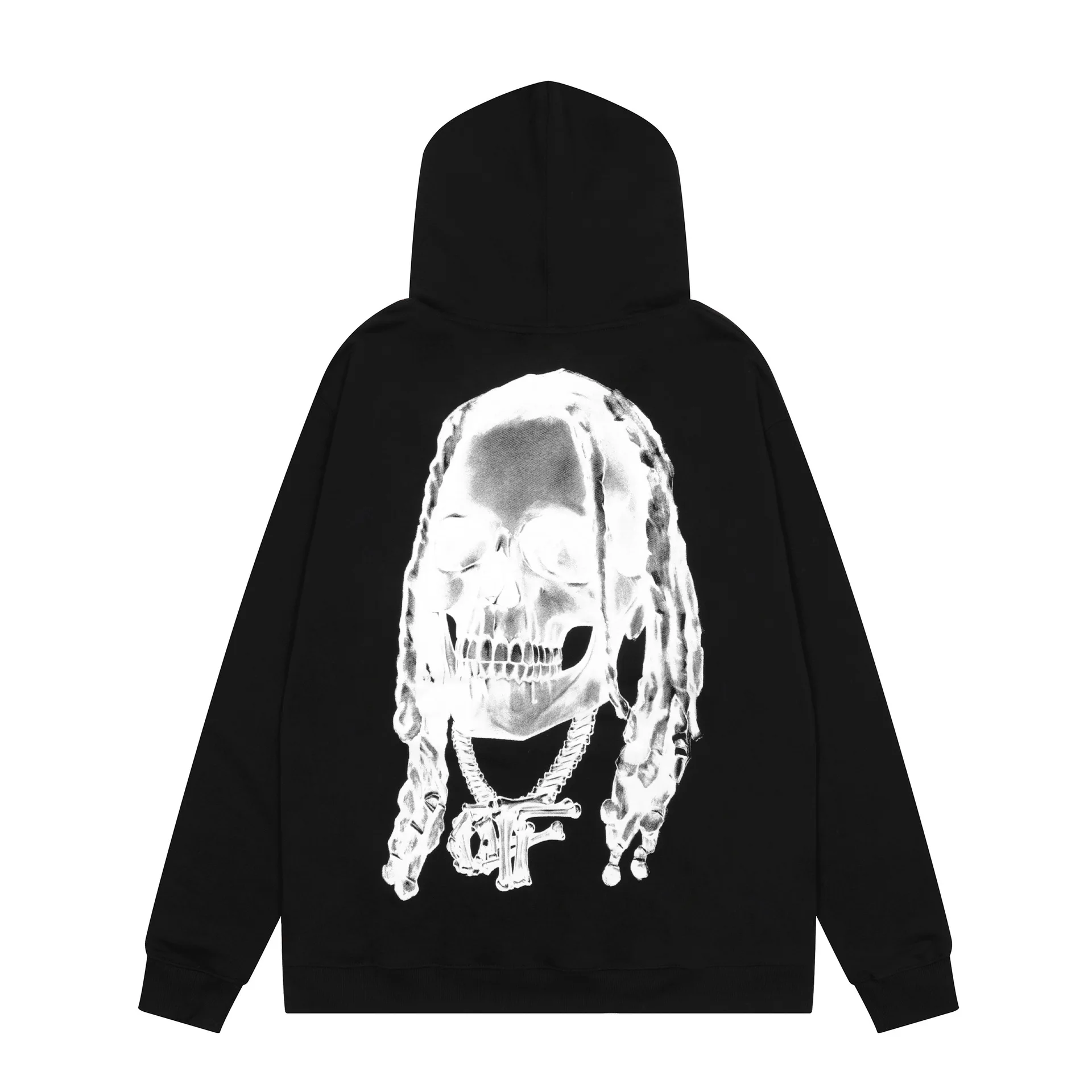 

REVENGE X Lil Durk X-RAP Co branded Skull Portrait Hooded Hoodie