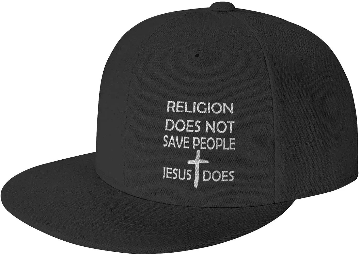 

Religion Does Not Save People Jesus Does1 Adjustable Snapback Hat for Men Women,Cool Hip Hop Trucker Hat Men's Women Adjustable