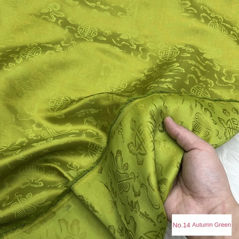 자카드 실크 원단 탑 드레스 잠옷 스커트, DIY 바느질 천, 편안하고 부드러운 통기성 조롱박 화이트 레드, 계량기 당